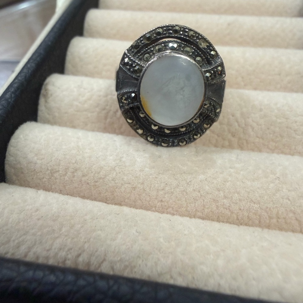 Vintage Marcasite and White Stone Ring